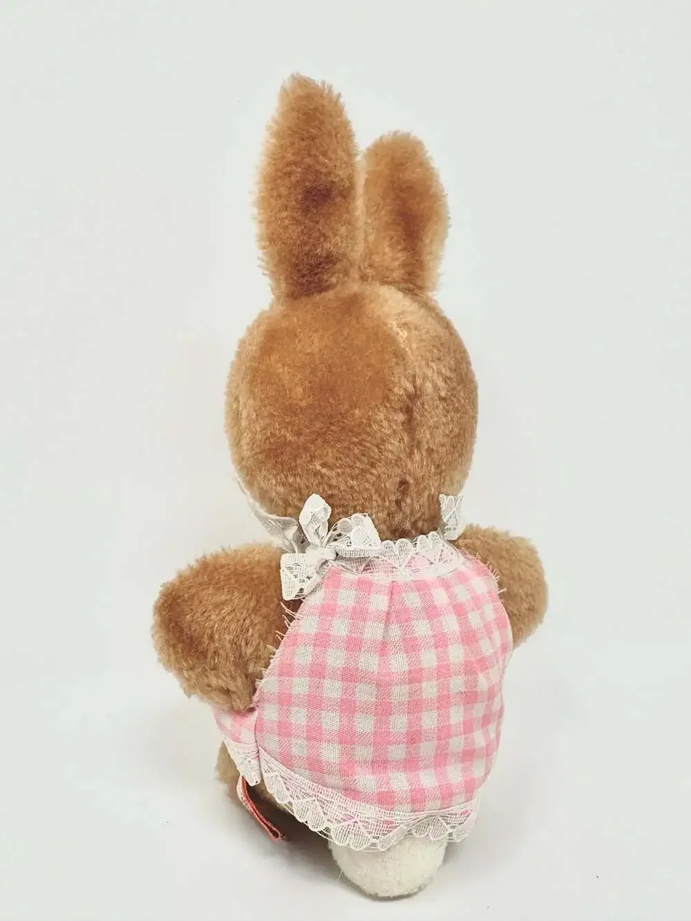 Vintage Bunny Rabbit Plush Toy by Dakin 1979 Stuffed Animal Pink Gingham Dress